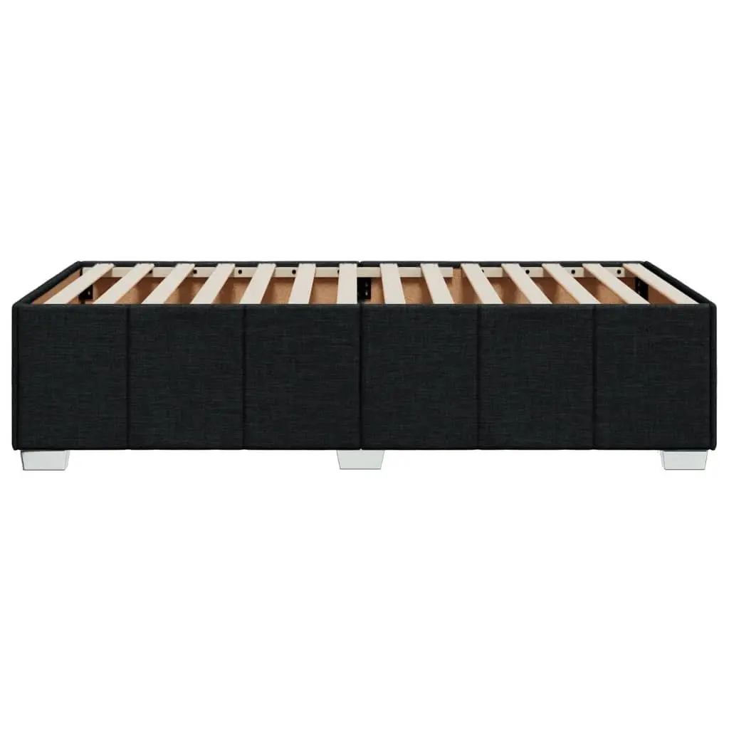 Bed Frame Polyester Fabric 90x190 cm Black Slatted Base