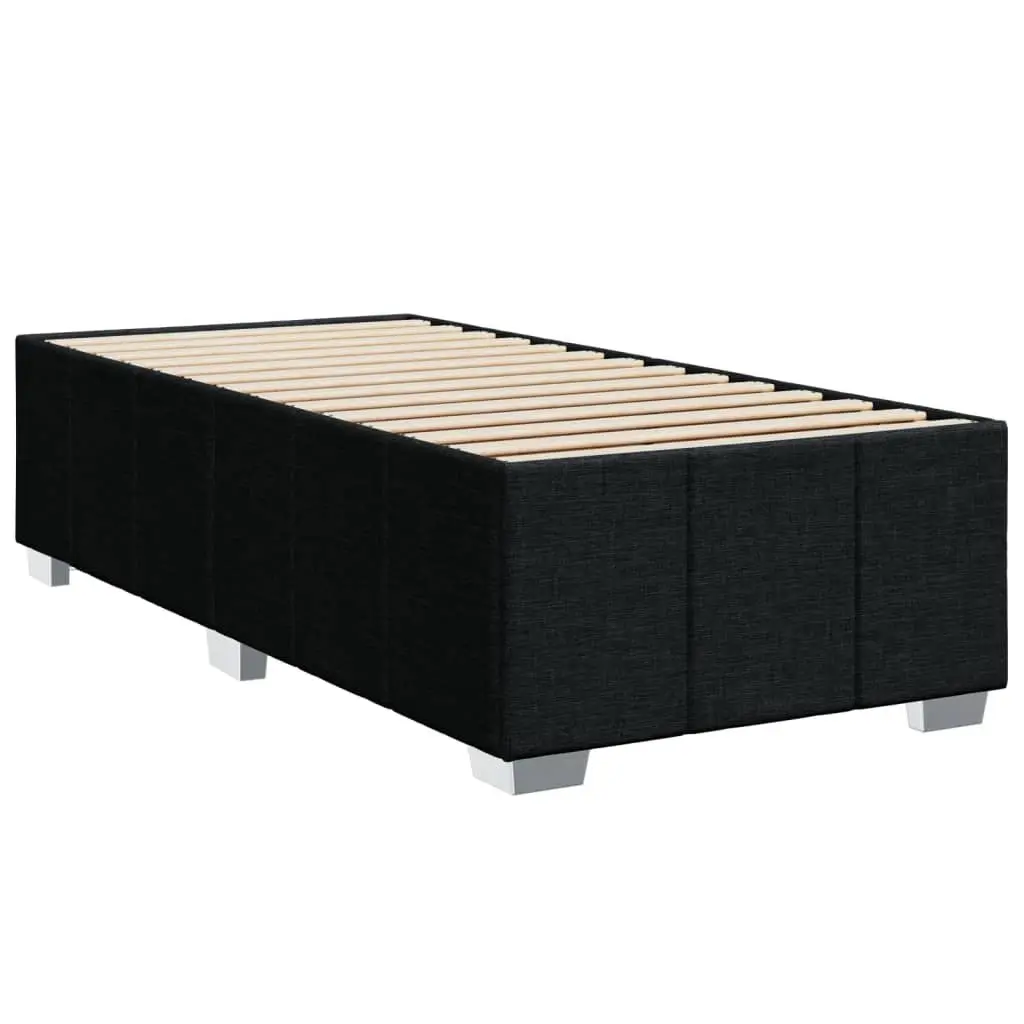 Bed Frame Polyester Fabric 90x190 cm Black Upholstered Slatted Base