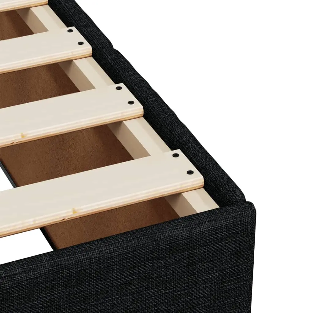 Bed Frame Polyester Fabric 90x190 cm Black Upholstered Slatted Base