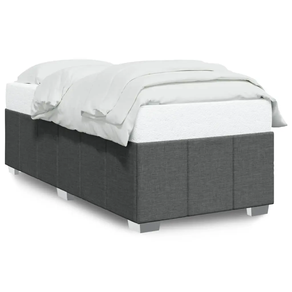 King Single Bed Frame Polyester Fabric Dark Grey