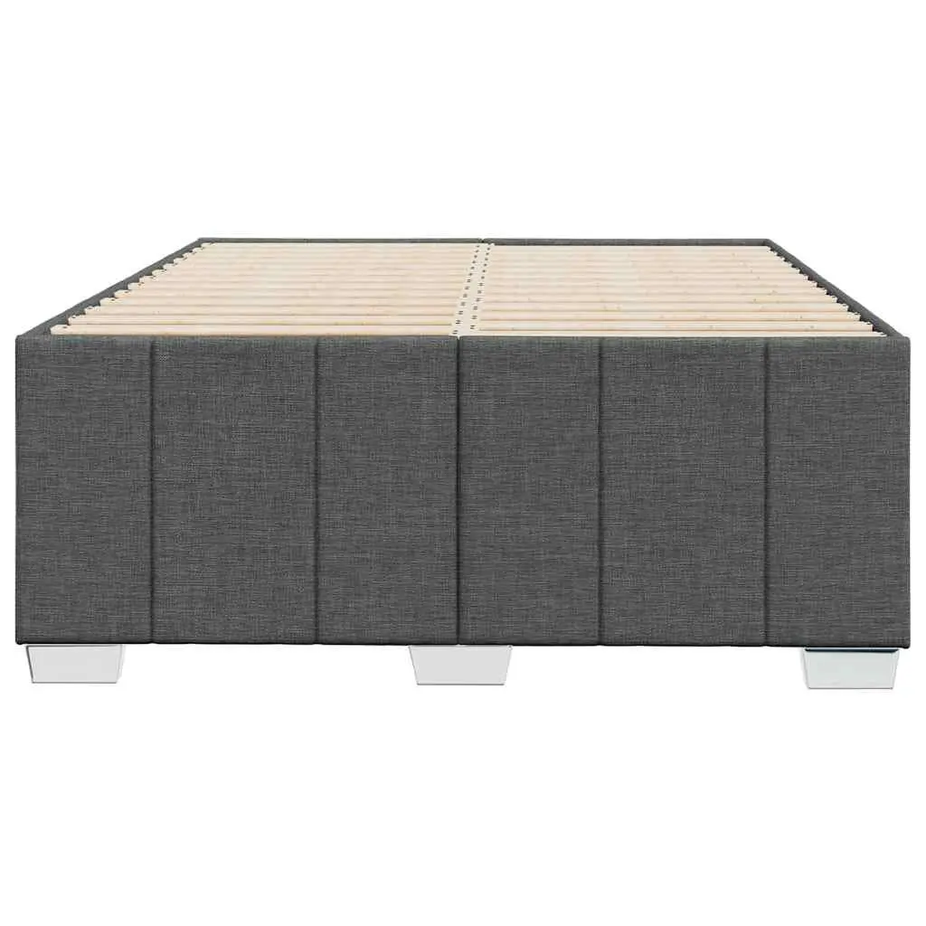 Grey Fabric Double Bed Frame with Wooden Slats