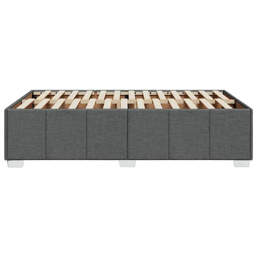 Grey Fabric Double Bed Frame with Wooden Slats