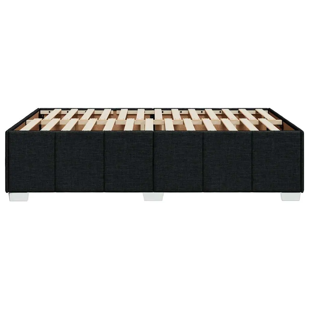 Black Fabric Double Bed Frame with Wooden Slats
