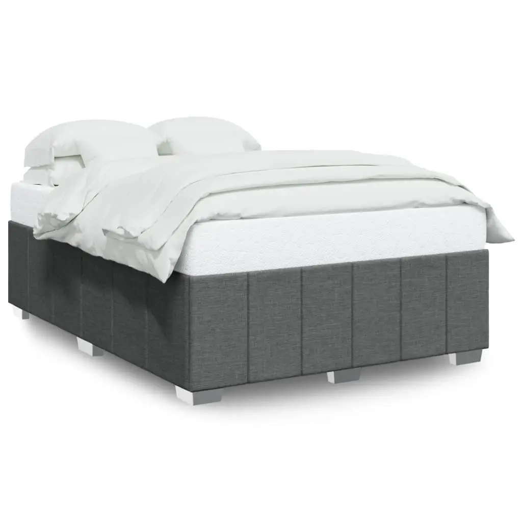 Dark Grey Fabric Queen Bed Frame with Slat Support