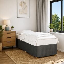 Grey Fabric Upholstered Bed Frame 90x190 cm
