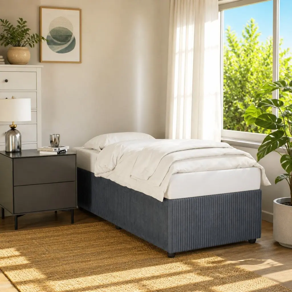 Bed Frame Velvet 90x190 cm Grey Slatted Base