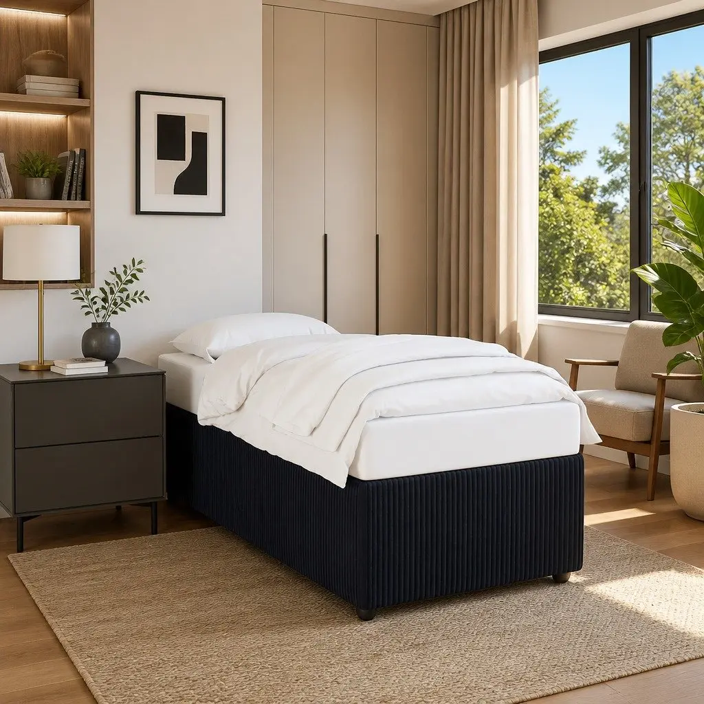 Black Velvet Bed Frame 90x190 cm with Slatted Base