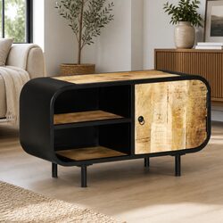 Sturdy Brown Wooden TV Cabinet in Industrial Style