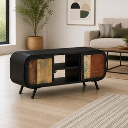 Handcrafted Reclaimed Wood TV Cabinet 110x30x45cm