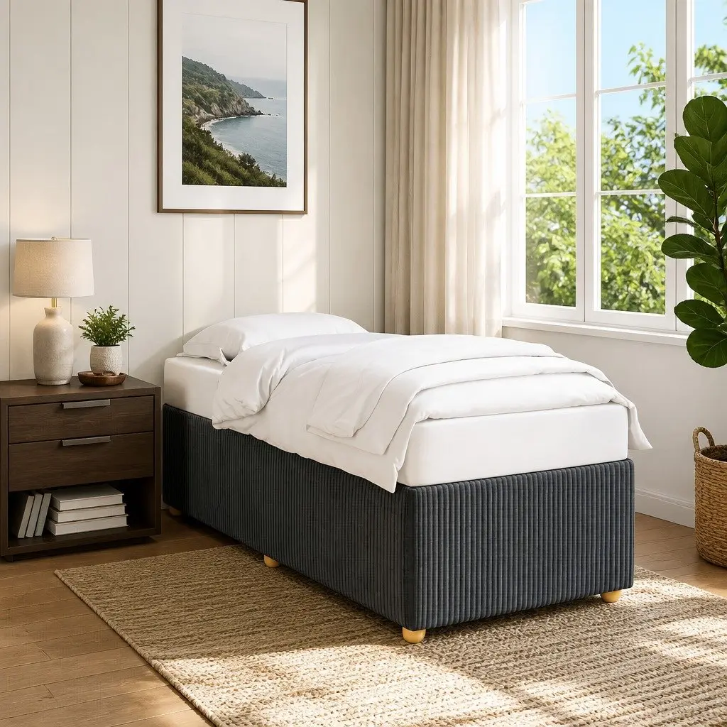 Grey Velvet Bed Frame 90x190 cm with Slatted Base