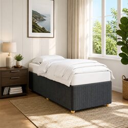 Quality Grey Velvet Bed Frame 90x190 cm with Slatted Base