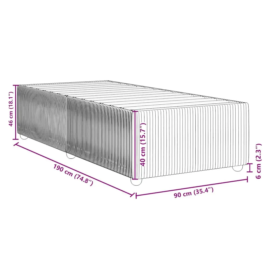 Grey Velvet Bed Frame 90x190 cm with Slatted Base