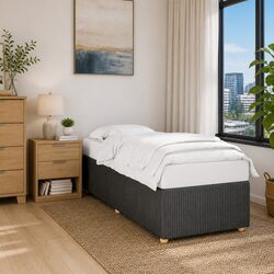 King Single Grey Velvet Fabric Bed Frame with Slats