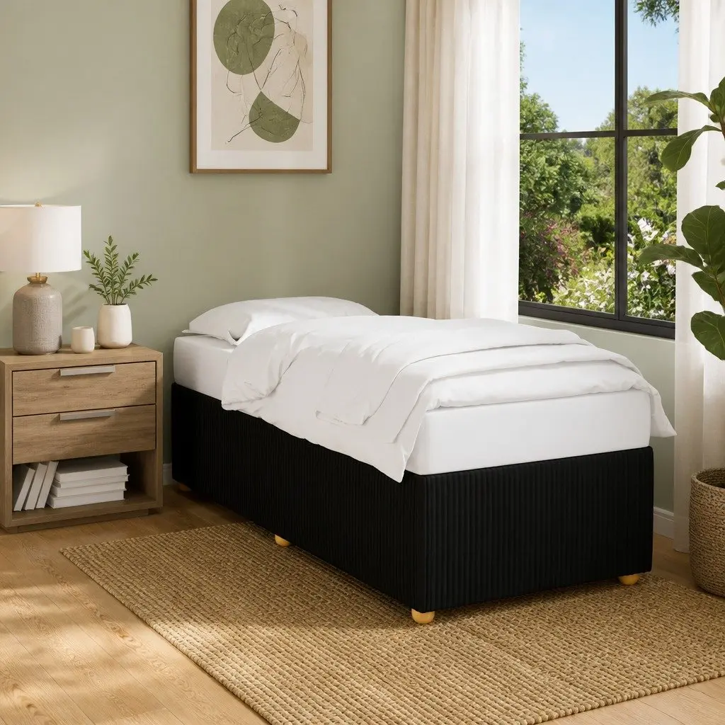 Black Velvet King Single Bed Frame with Slats