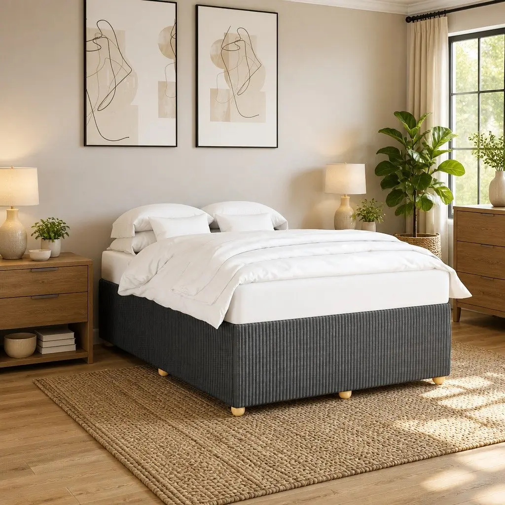 Grey Velvet Double Bed Frame with Strong Support