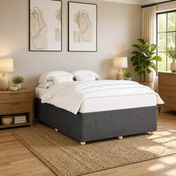 Stylish Grey Velvet Double Bed Frame with Strong Support