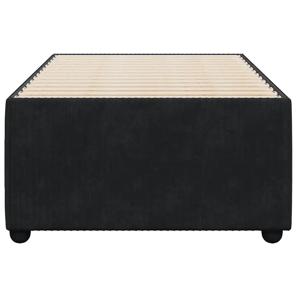 Black Velvet King Single Bed Frame with Slat Support
