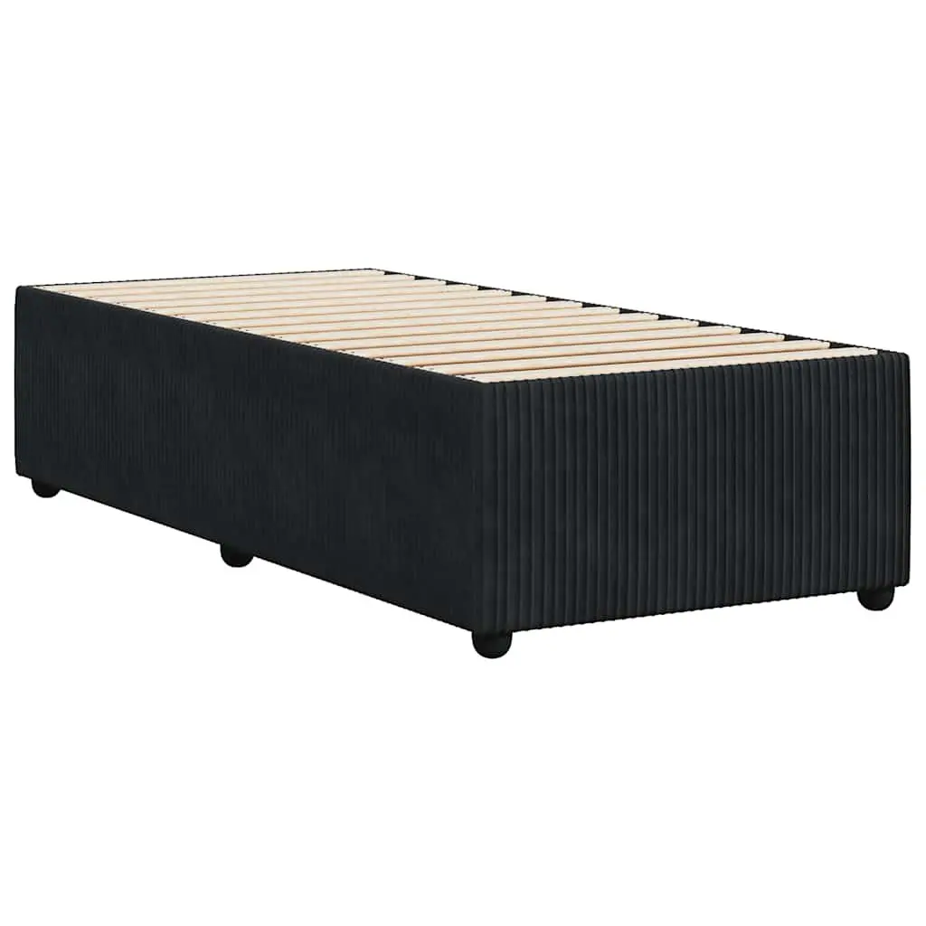 Black Velvet King Single Bed Frame with Slat Support