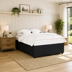 Stylish Black Velvet Double Bed Frame with Slat Support