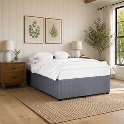 Grey Velvet Queen Bed Frame with Sturdy Slats