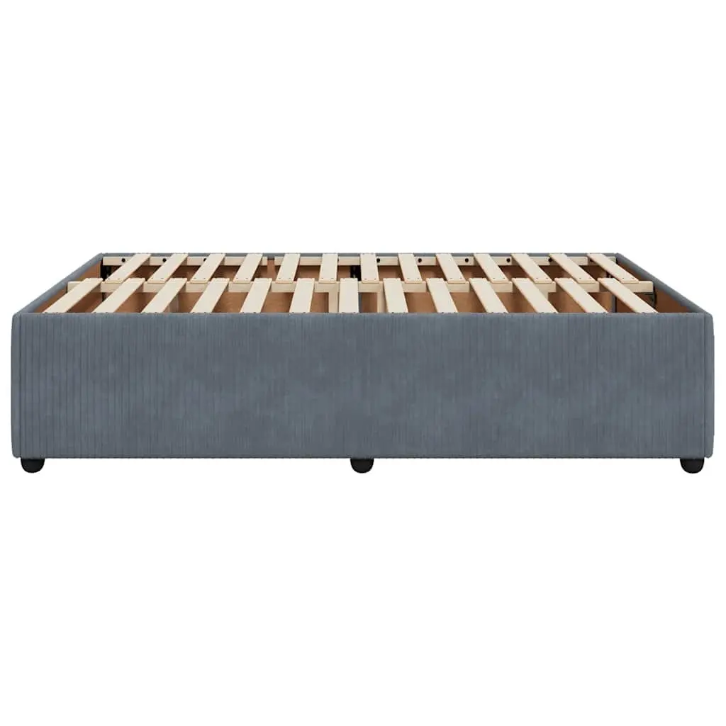 Grey Velvet Queen Bed Frame with Sturdy Slats