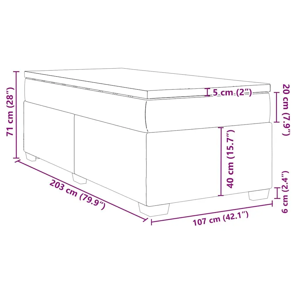Box Spring Bed with Pocket Spring Mattress in Grey