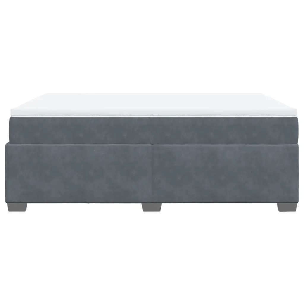 Box Spring Bed with Mattress Dark Grey Velvet Full Size Bedroom Furniture