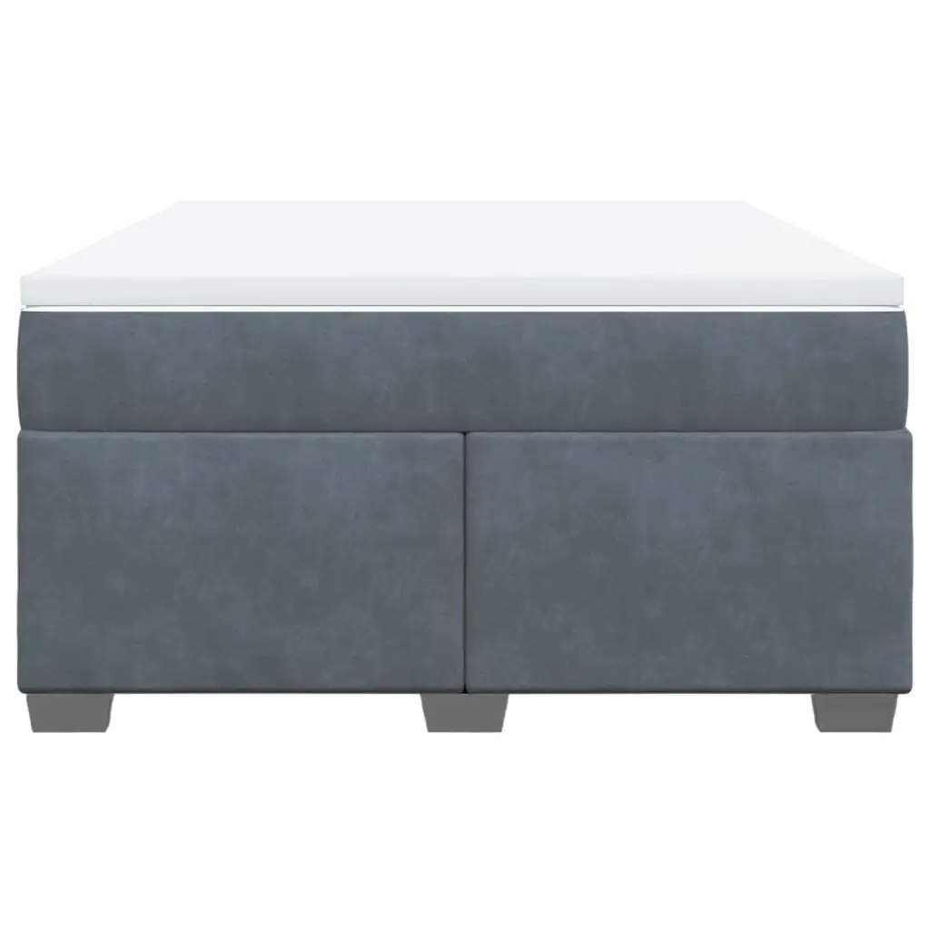 Grey Velvet Box Spring Bed with Pocket Spring Mattress