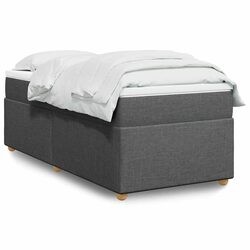 Durable Box Spring Bed with Pocket Spring Mattress in Grey