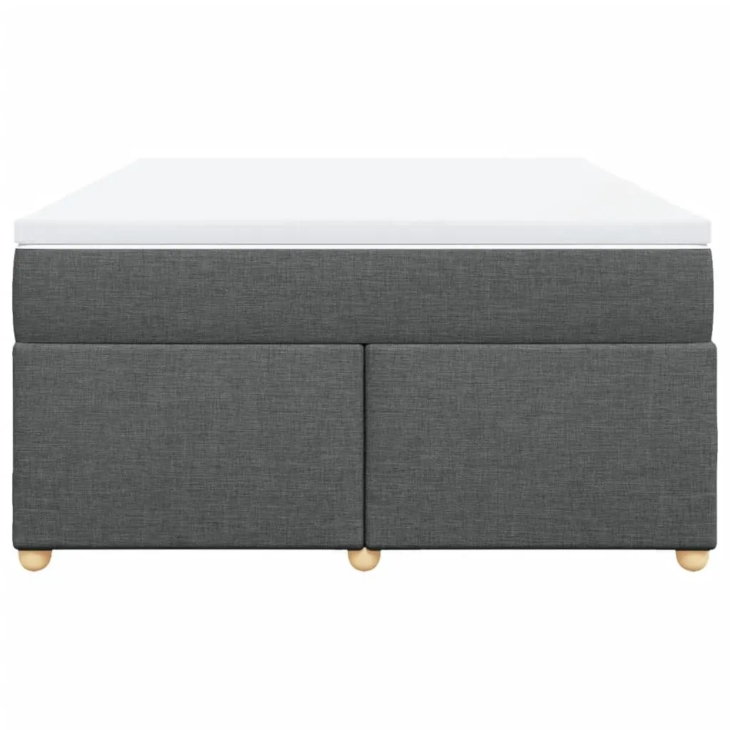 Box Spring Bed Light Grey Polyester Queen Size Mattress