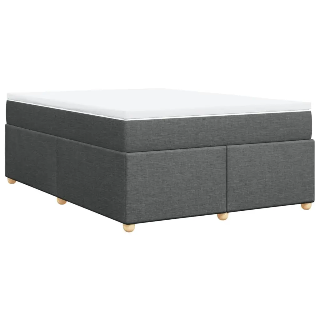 Box Spring Bed Light Grey Polyester Queen Size Mattress