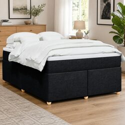 Durable Queen Bed with Pocket Spring Mattress in Black