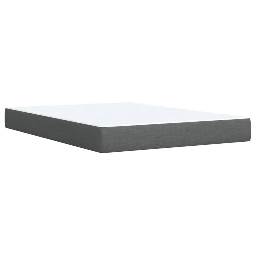 Box Spring Bed Pocket Spring Mattress Queen Size Grey Polyester Fabric Frame