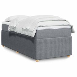 Grey Fabric King Single Box Spring Bed with Pocket Mattress