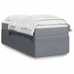 Grey Fabric King Single Box Spring Bed with Pocket Mattress