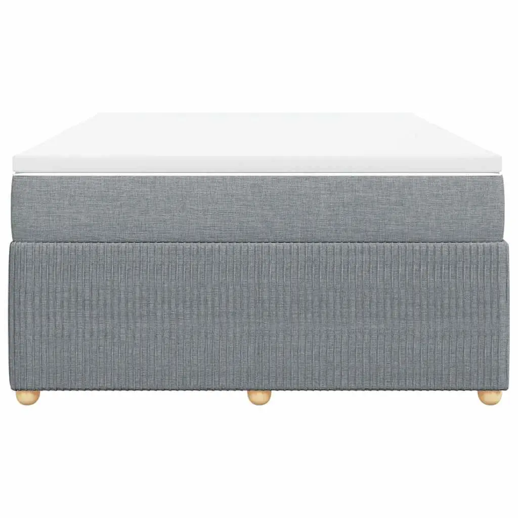 Queen Box Spring Bed Polyester Grey Fabric Pocket Sprung Mattress
