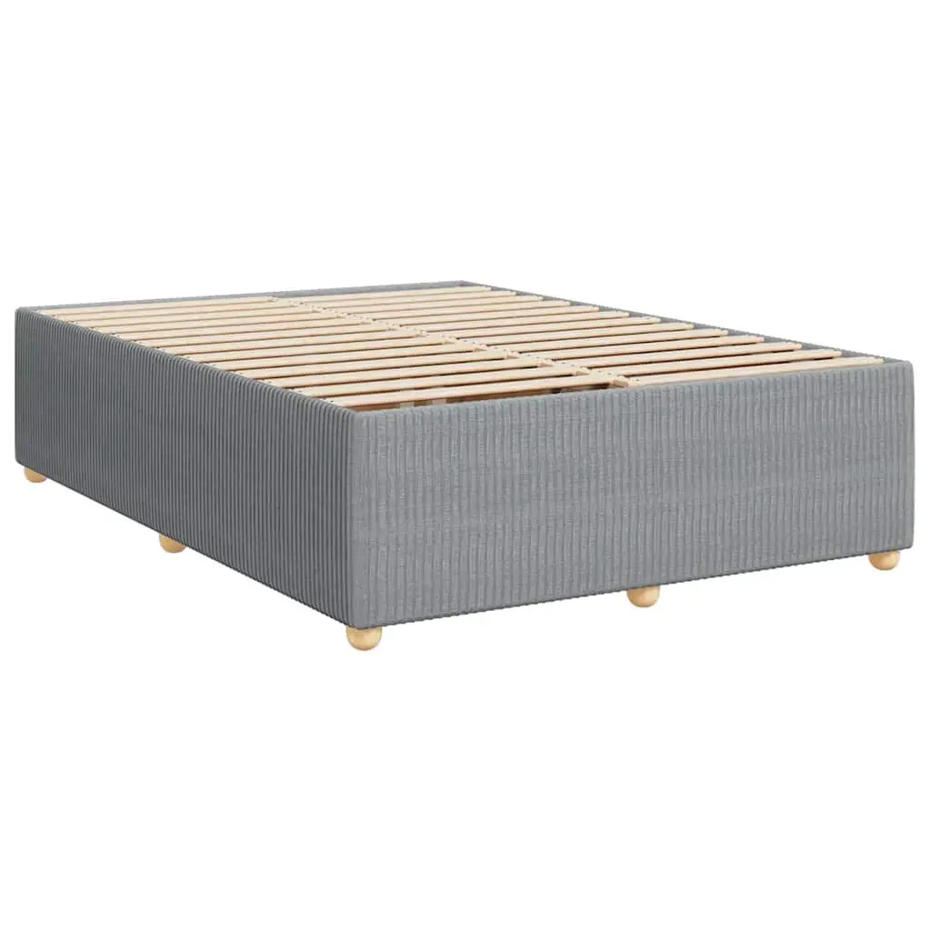 Queen Box Spring Bed Polyester Grey Fabric Pocket Sprung Mattress