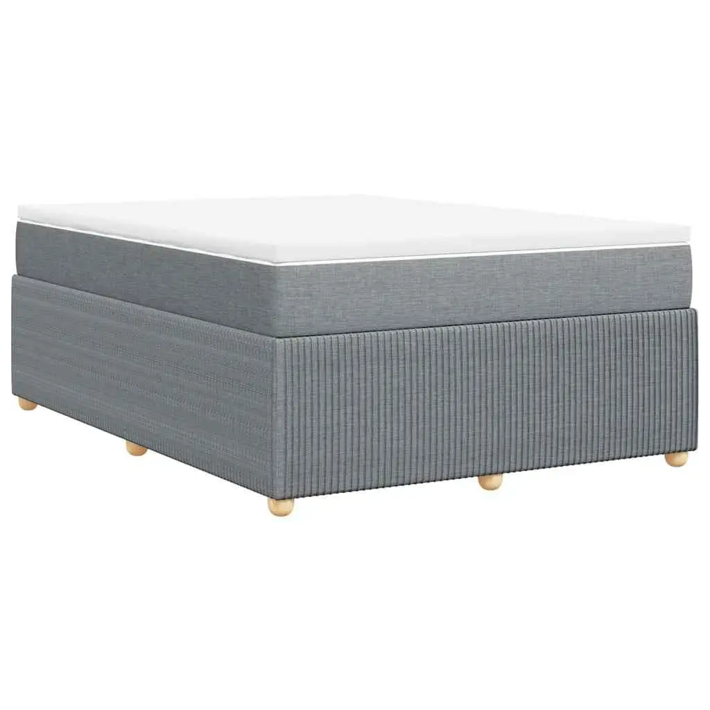 Queen Box Spring Bed Polyester Grey Fabric Pocket Sprung Mattress