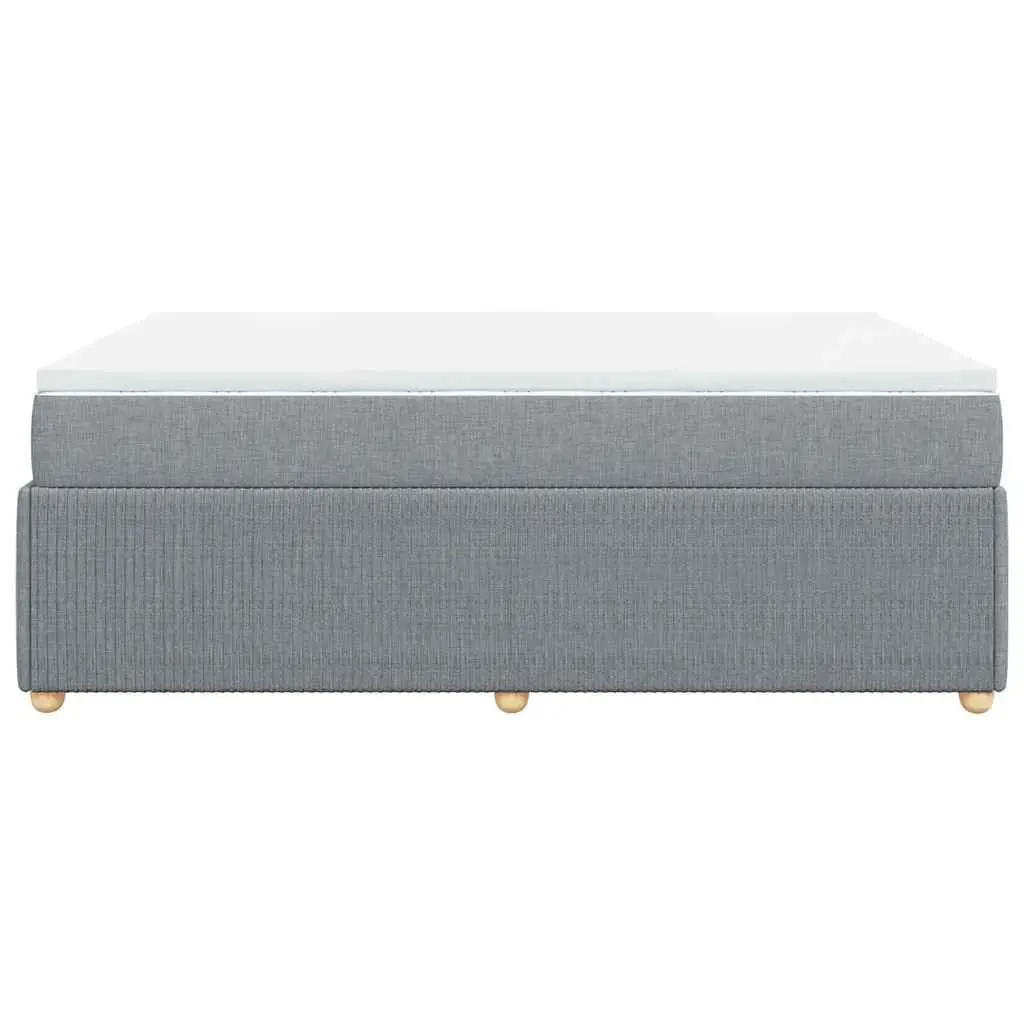 Queen Box Spring Bed Polyester Grey Fabric Pocket Sprung Mattress