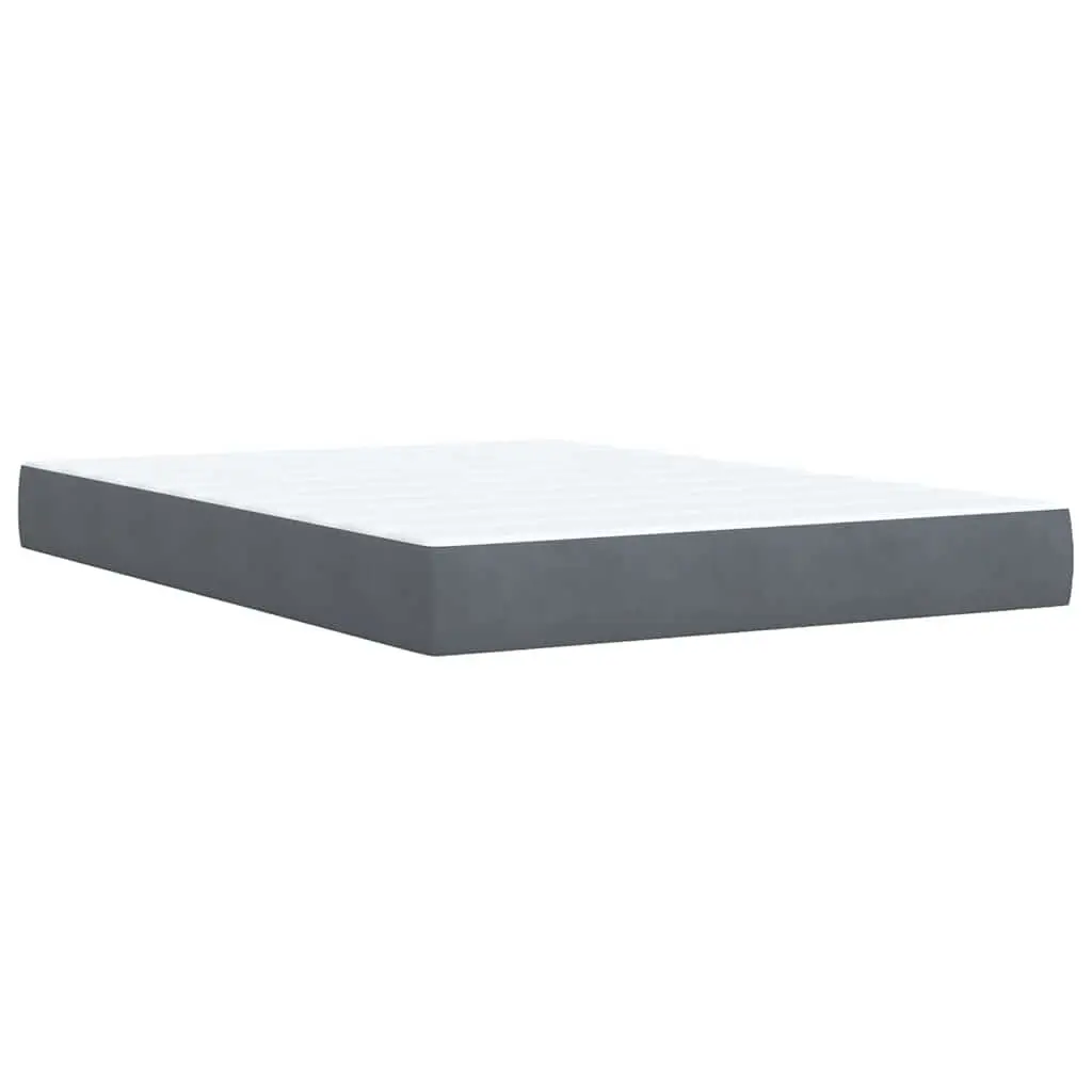 Box Spring Bed Velvet Grey Double Pocket Spring Mattress