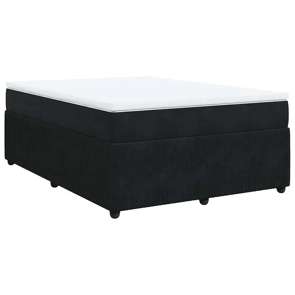 Black Velvet Double Box Spring Bed with Mattress