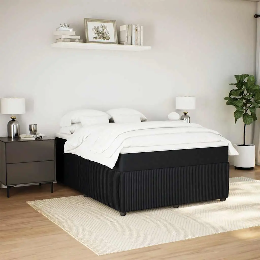 Black Velvet Double Box Spring Bed with Mattress