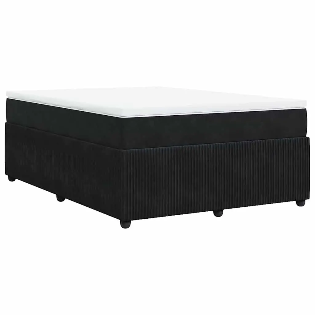Black Velvet Double Box Spring Bed with Mattress