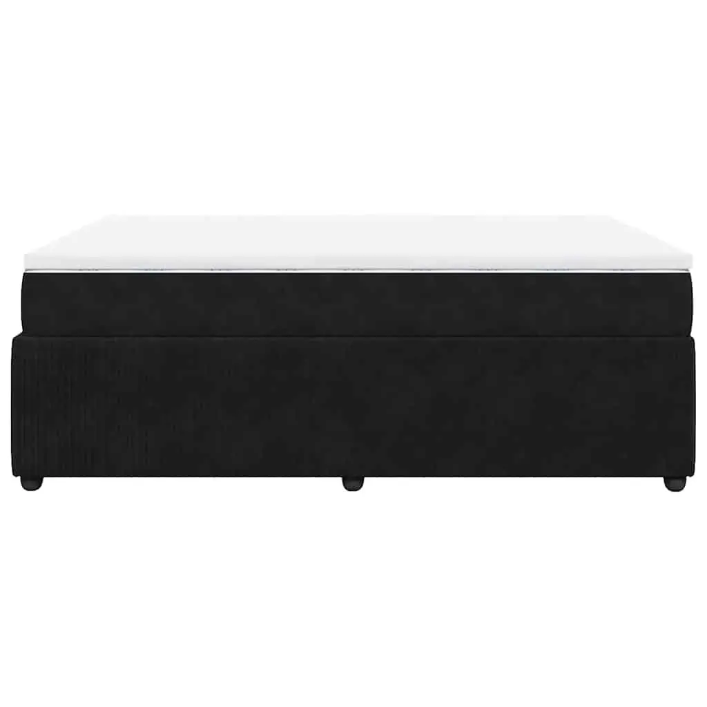 Black Velvet Double Box Spring Bed with Mattress