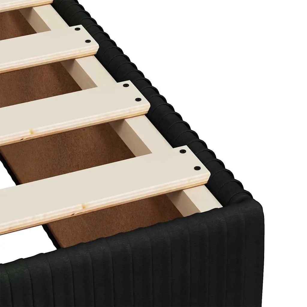 Black Velvet Double Box Spring Bed with Mattress