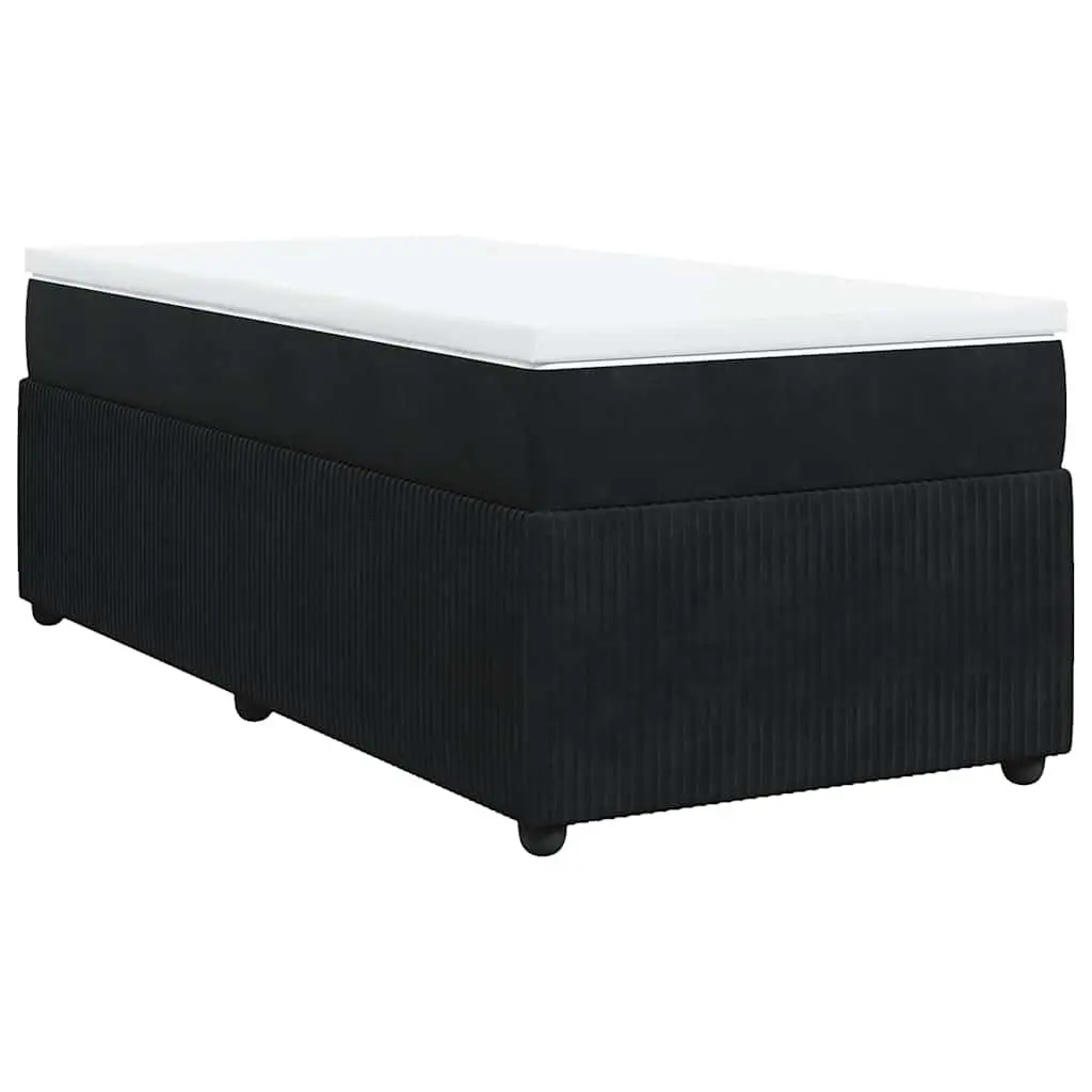 Black Velvet King Single Box Spring Bed with Pocket Spring Mattress
