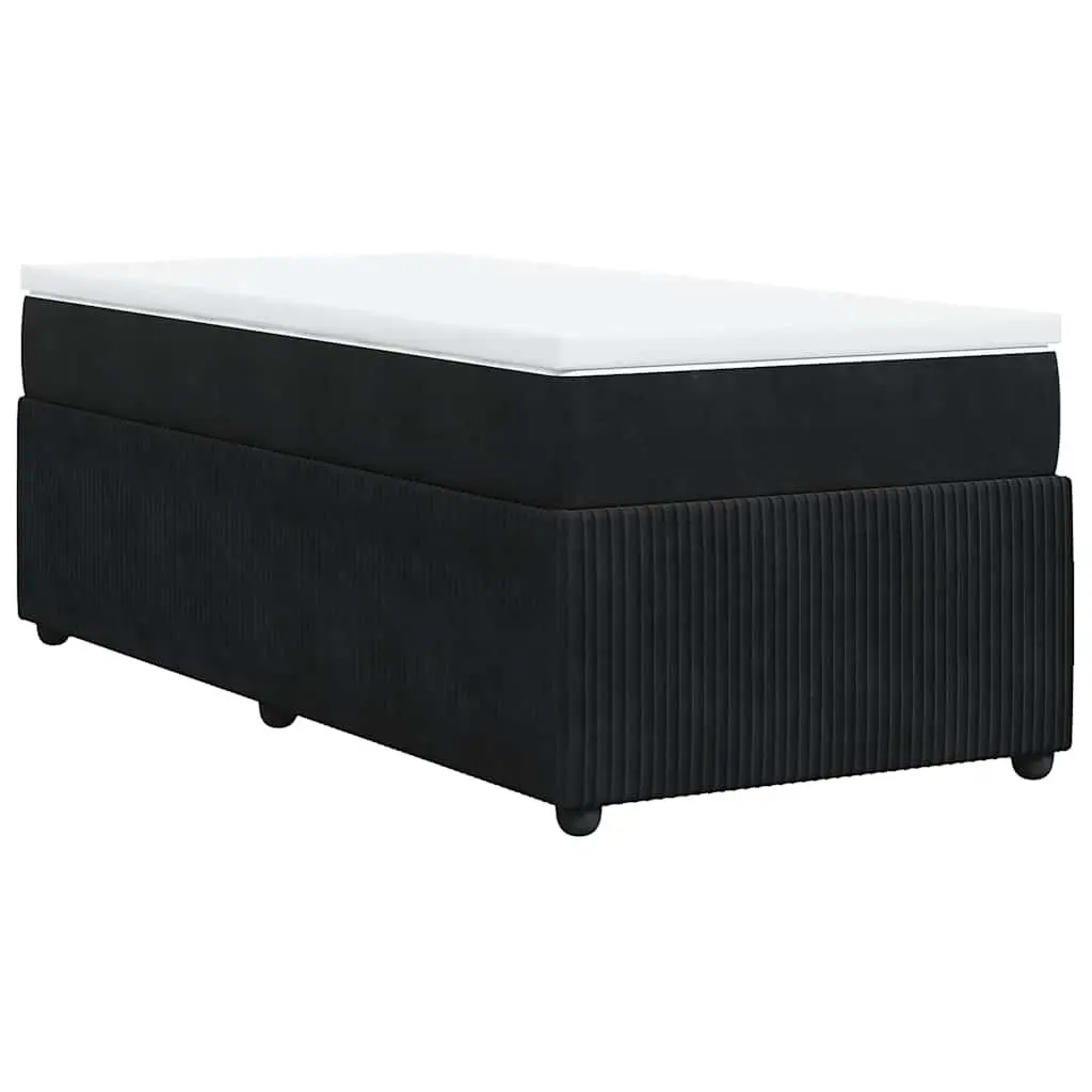 Black Velvet King Single Box Spring Bed with Pocket Spring Mattress
