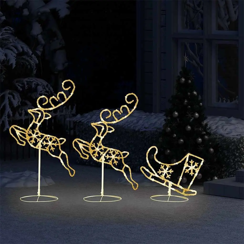 LED Flying Reindeer Sleigh Decoration for Holidays