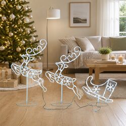 260cm Acrylic LED Christmas Reindeer Sleigh Decoration