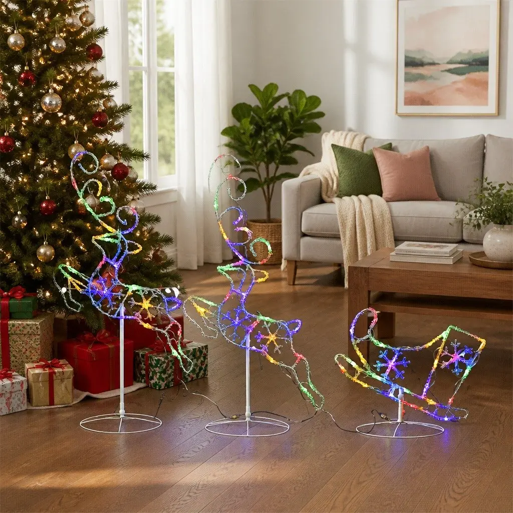 Outdoor Garden Acrylic Sleigh Decoration with LED Lights